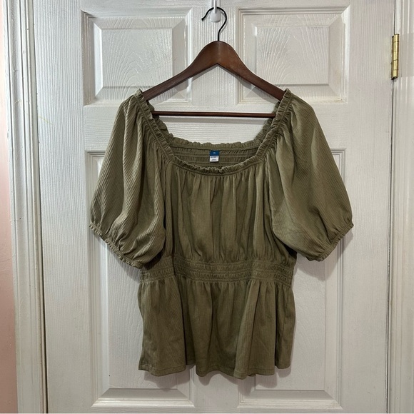 Old Navy Boho Short Sleeve Women Tops Shirts Lot of 2 Olive Green & Red Sz XL - Picture 5 of 7